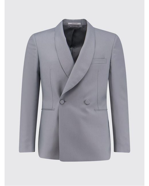 Tagliatore Gray Double-Breasted Virgin Wool Blazer for men