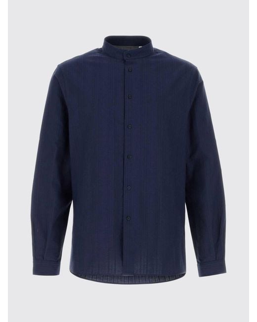 Brunello Cucinelli Blue Cotton Shirt for men