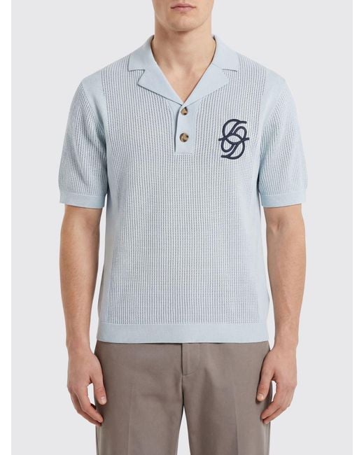 Drole de Monsieur Gray Cotton Knit Monogram Polo for men