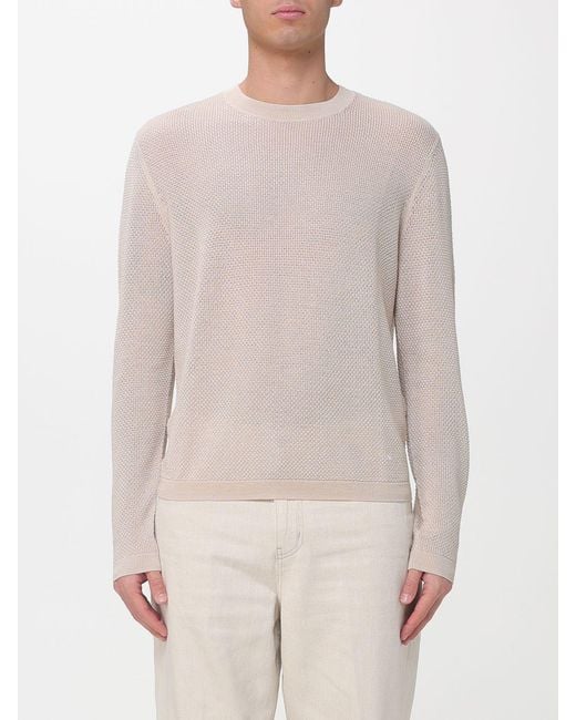 Emporio Armani White Wool And Silk Blend Crew Neck Pullover for men