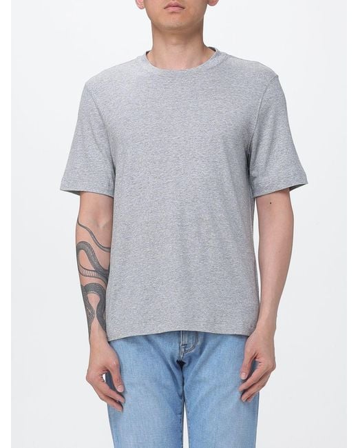 Brunello Cucinelli Gray Basic Linen Blend T-Shirt for men