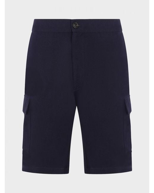 Brunello Cucinelli Blue Cotton And Cashmere Cargo Shorts for men