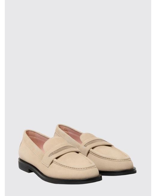 Fabiana Filippi Natural Suede Loafers With Decorative Ornament