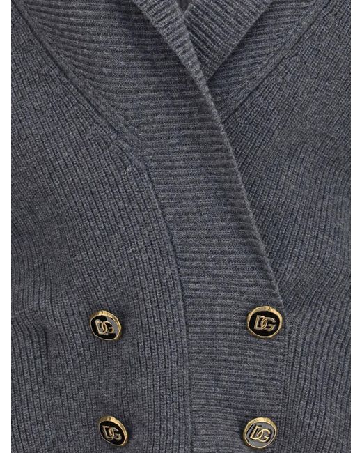 Dolce & Gabbana Blue Dolce &Amp Gabbana Double-Breasted Wool Cardigan With Shawl Collar