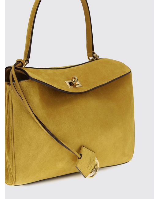 Balenciaga Yellow Rodeo Small Suede Calfskin Handbag With Charm