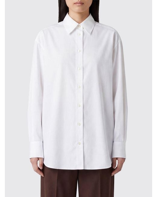 Orian White Relaxed Fit Striped Cotton Flannel Shirt With French Collar
