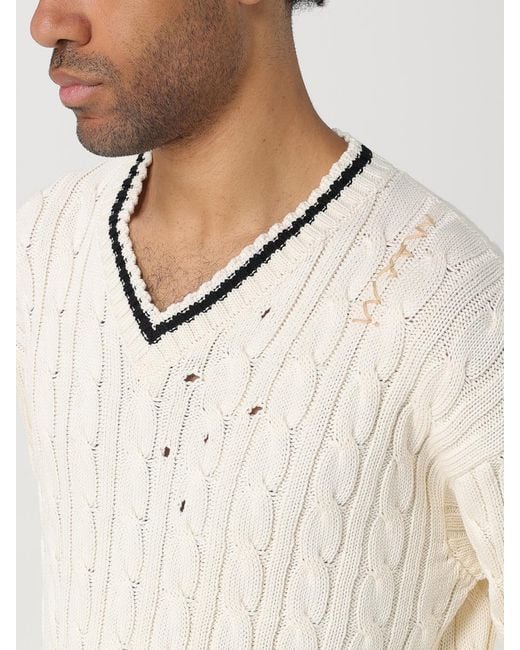 Marni Natural Cable Knit Distressed Sweater for men