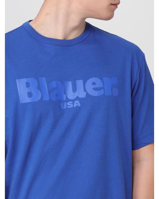 T-shirt in cotone con logo di Blauer in Blue da Uomo