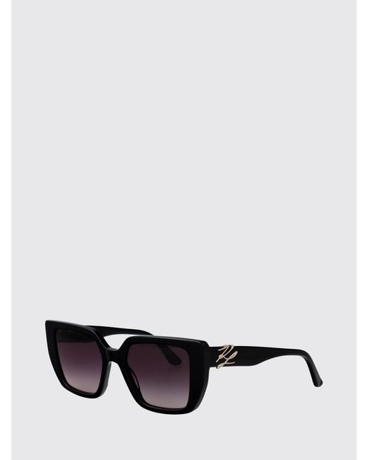 Karl Lagerfeld Black Vintage Cat Eye Acetate Sunglasses With Metallic Logo