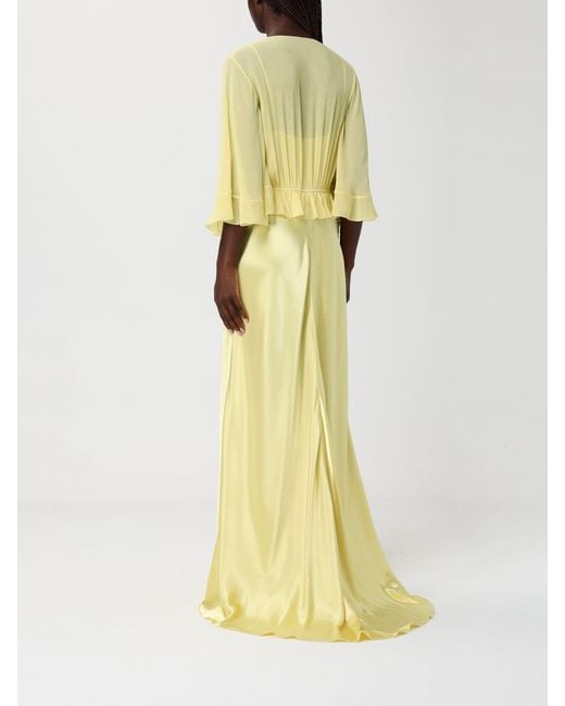 Alberta Ferretti Yellow Long Satin Dress