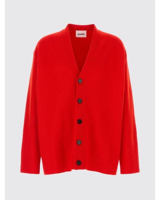 Jil Sander Red Wool Cardigan By for men