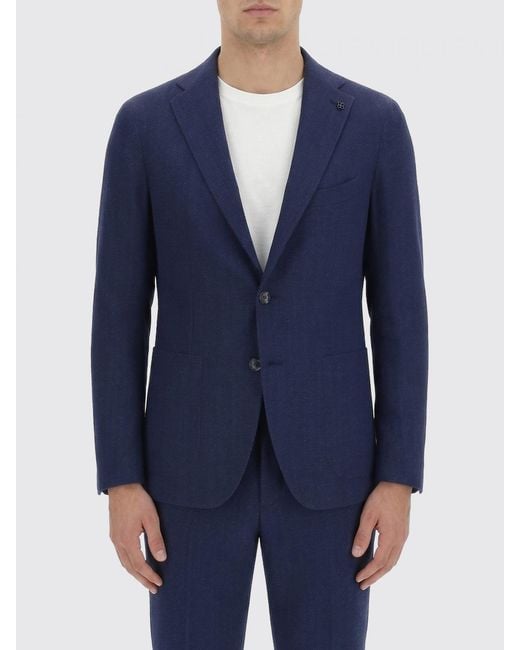 Tagliatore Blue Single-Breasted Wool Blend Blazer for men