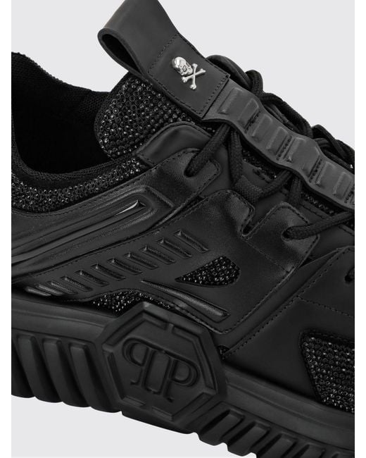 Philipp Plein Black Supersonic Leather And Suede Trainers With Crystals And Chunky Sole for men