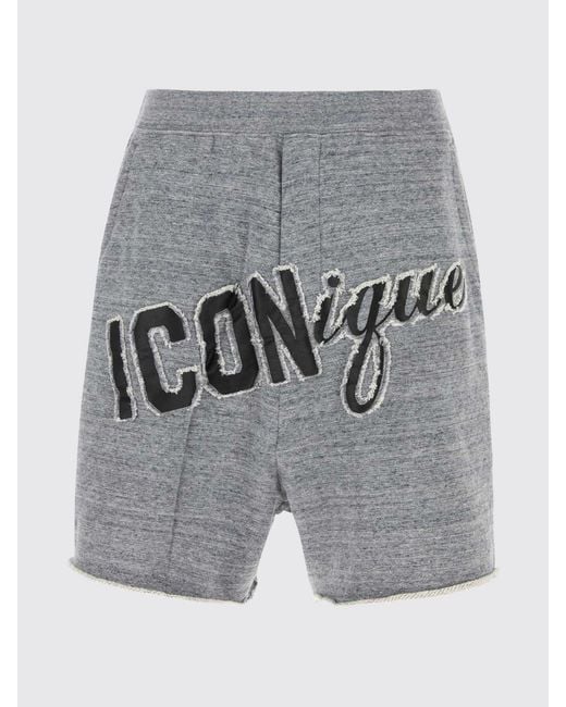 DSquared² Gray Cotton Sports Shorts With High Elastic Waist And Logo for men