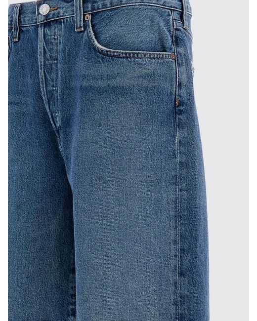 Agolde Blue Knee-Length Denim Shorts With Five-Pocket Design for men