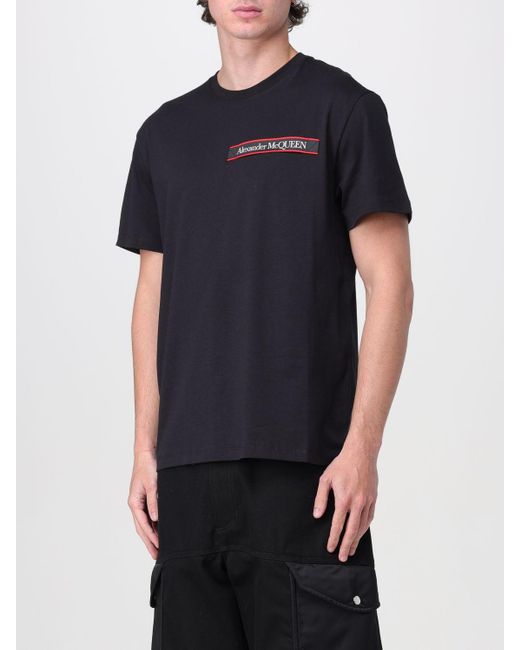 T-shirt Alexander McQueen pour homme en coloris Black