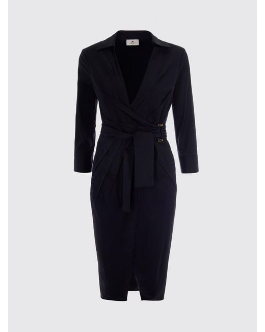 Elisabetta Franchi Blue Stretch Cotton Midi Dress