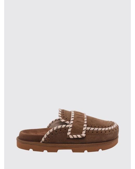 Mou Brown Low Bio Suede Mules