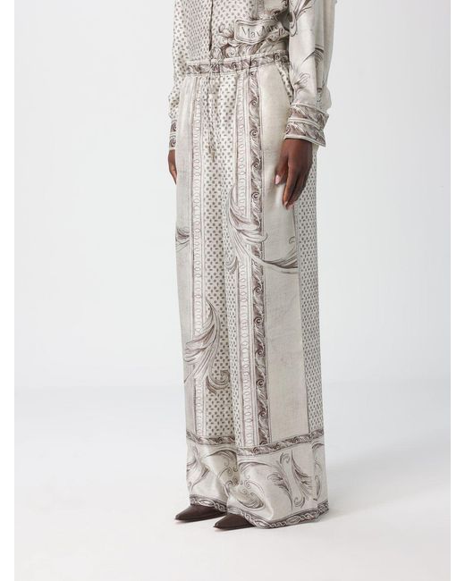 Max Mara Gray Paisley Silk Trousers