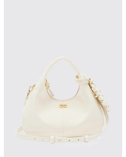 Ganni Natural Grained Faux Leather Hobo Bag