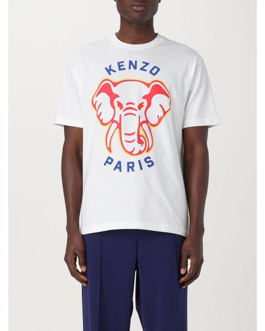 T-shirt di cotone Elefant Paris di KENZO in White da Uomo