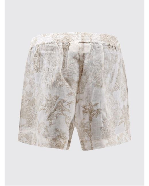Mc2 Saint Barth Pink Ramie Shorts With An Elasticated Waist And Slash Pockets