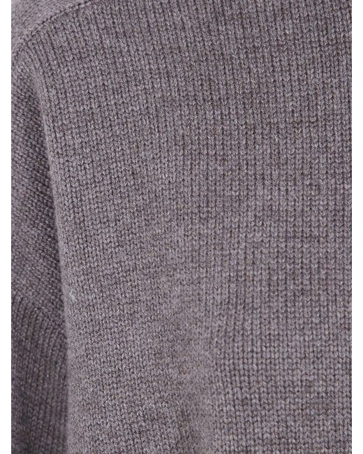 Loulou de Saison Gray Wool And Cashmere Turtleneck Jumper With Ribbed Trims