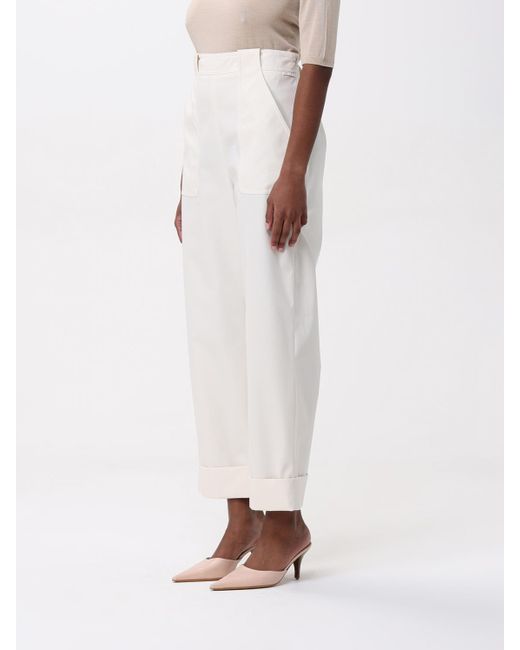 Max Mara White Wide Leg Culottes Cuffed Hems