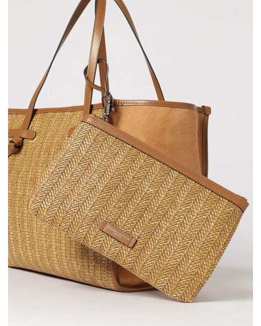 Gianni Chiarini Natural Marcella Raffia And Suede Bag