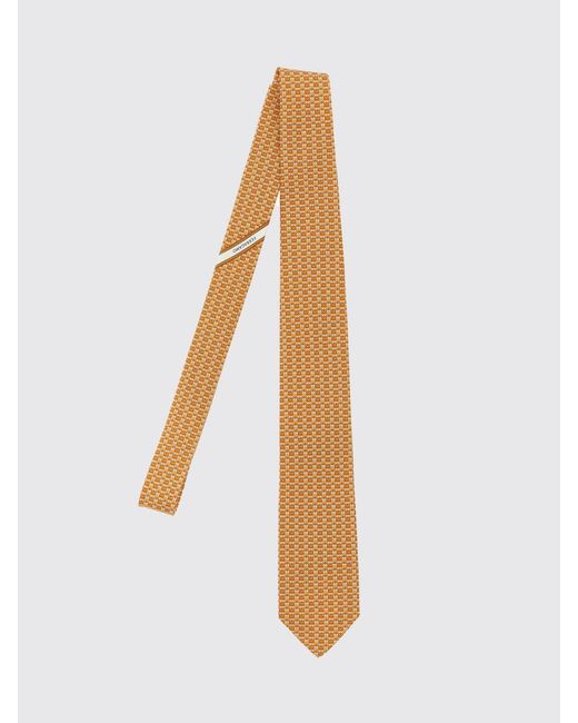 Ferragamo White Gancini Printed Silk Tie for men
