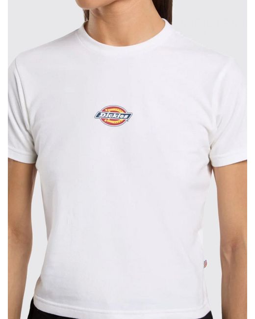 Dickies White Maple Valley Cropped Cotton T-Shirt With Printed Logo