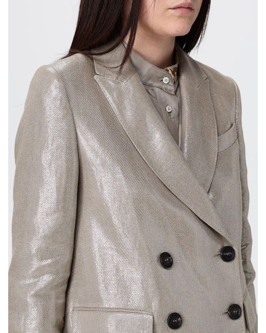 Brunello Cucinelli Gray Double-Breasted Blazer
