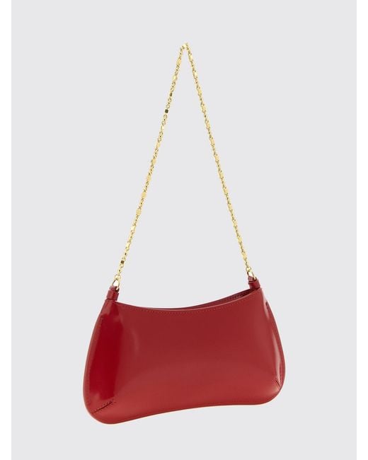 Jacquemus Red Le Petit Bisou Patent Leather Shoulder Bag With Chain Handle