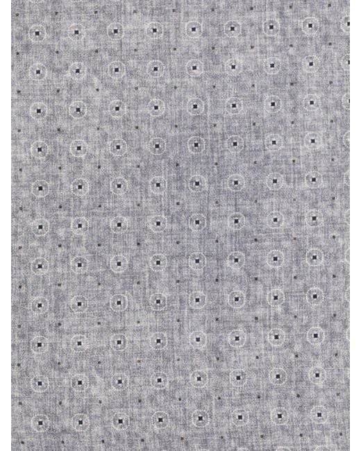 Brunello Cucinelli Gray Geometric Pattern Silk Pochette for men