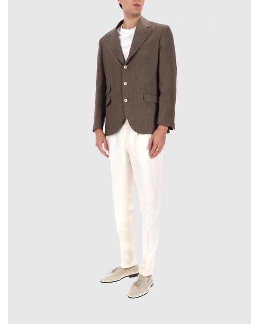 Brunello Cucinelli Brown Linen Blazer for men
