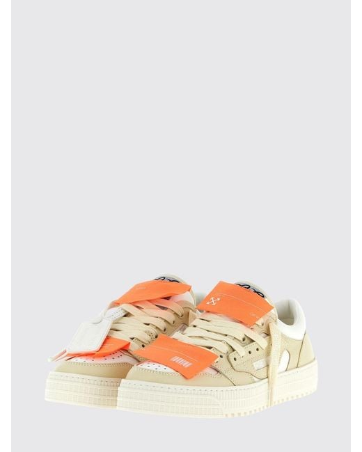 Off-White c/o Virgil Abloh Natural 3.0 Court Low Grained Leather And Canvas Sneakers
