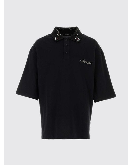 Amiri Black Cotton Polo Shirt With Logo for men