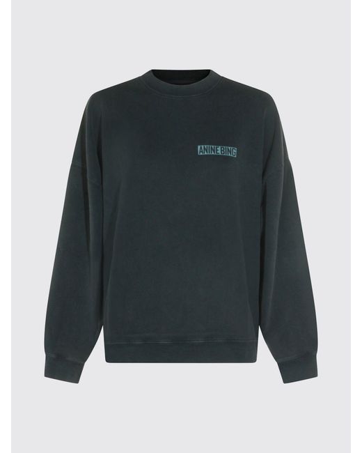 Anine Bing Black Cotton Crewneck Sweatshirt With Relaxed Fit And Back Logo