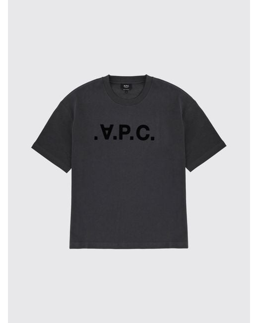 A.P.C. Gray Cotton T-Shirt With Logo for men