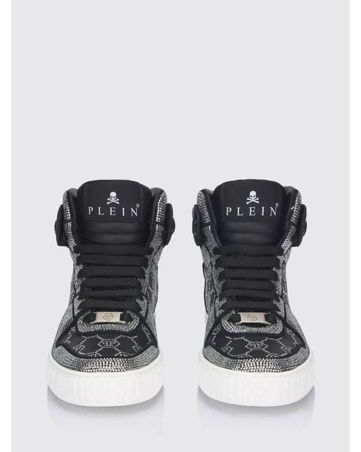 Philipp Plein White Leather Sneakers With Applied Rhinestones for men
