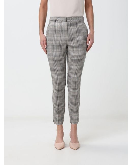 Hanita Gray Prince Of Wales Cropped Slim Fit Jersey Trousers