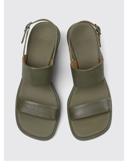 Camper Green Louise Leather Wedge Sandal