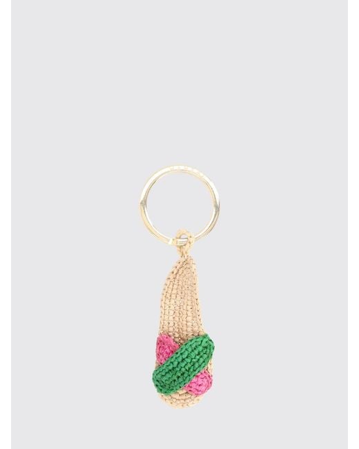 Manebí White Espa Two-Tone Crochet Raffia Keyring