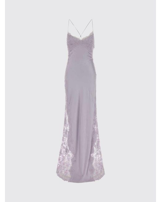 Ermanno Scervino Purple Satin And Lace Dress