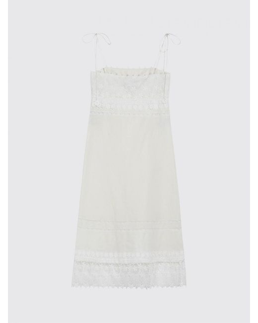 Valentino White Linen And Lace Slip Dress