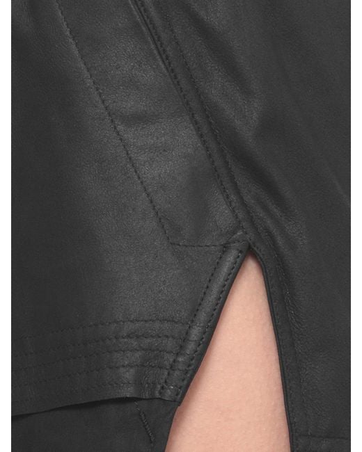 Rick Owens Black Leather Drawstring Shorts
