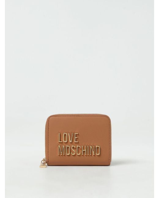 Portafoglio in pelle sintetica con logo di Love Moschino in Brown