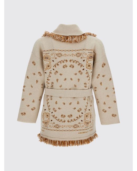 Alanui Natural Robe-Cardigan Aus Kaschmir Mit Bandana-Muster Und Fransen