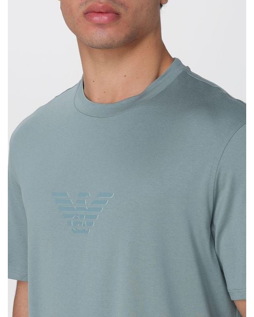 Emporio Armani Blue Basic Cotton T-Shirt With Eagle for men