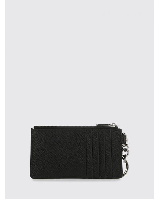 Dolce & Gabbana Black Dolce &Amp Gabbana Grain Leather Credit Card Holder for men